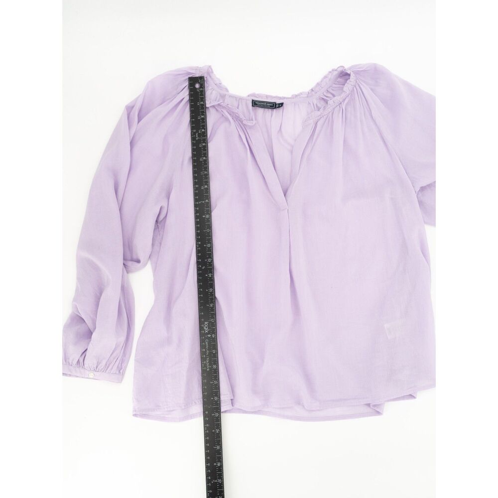 Vineyard Vines Womens L Blouse Light Purple Long Balloon Sleeve V Neck Top